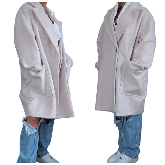 Topshop Pink Furry Oversized Faux Fur Size 12 Coat - Picture 5 of 10